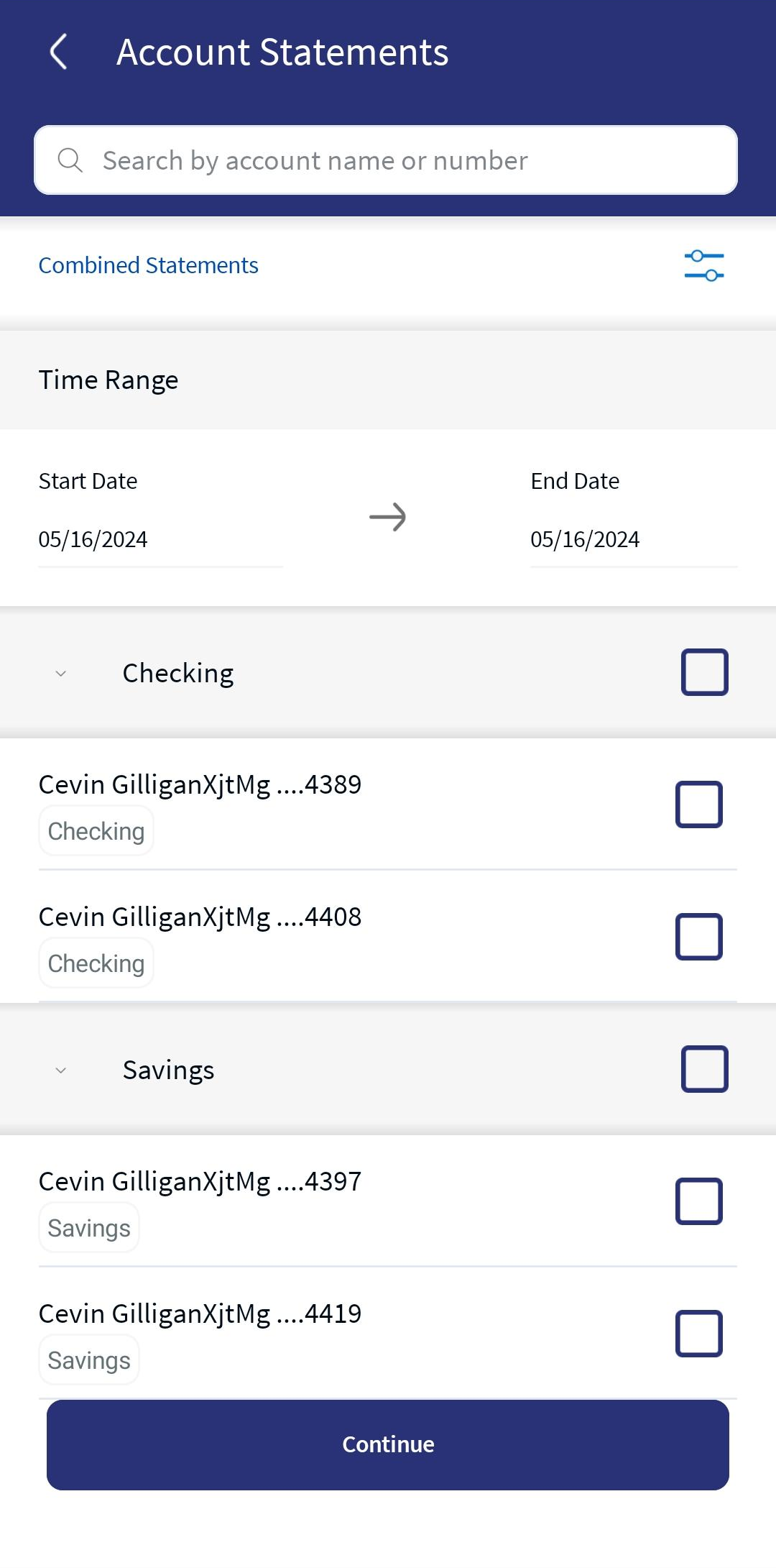 Select the Account